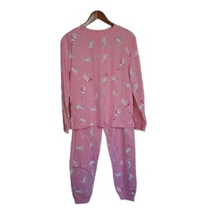 NWT Womens Sonoma Pink Snowman Winter 2 Piece Set Pajamas Loungewear Size M